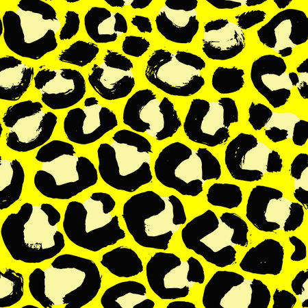 Yellow Leopard Grunge Print Brush Seamless Patternのイラスト素材