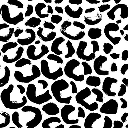 Black and White Leopard Grunge Print Brush Seamless Patternのイラスト素材