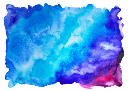 Blue, Red and Purple Hand Drawn Watercolor Backgroundの写真素材