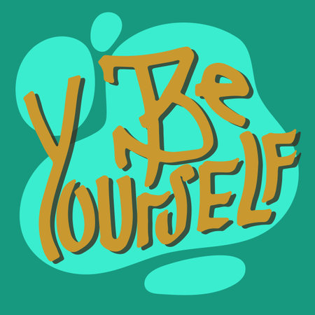 Be Yourself. Hand Drawn Calligraphy Brush Lettering Bannerのイラスト素材