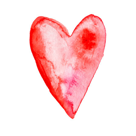 Hand Drawn Red Watercolor Heart Illustration.の写真素材