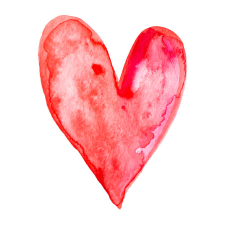 Hand Drawn Red Watercolor Heart Illustration.の写真素材
