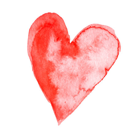 Hand Drawn Red Watercolor Heart Illustration.の写真素材