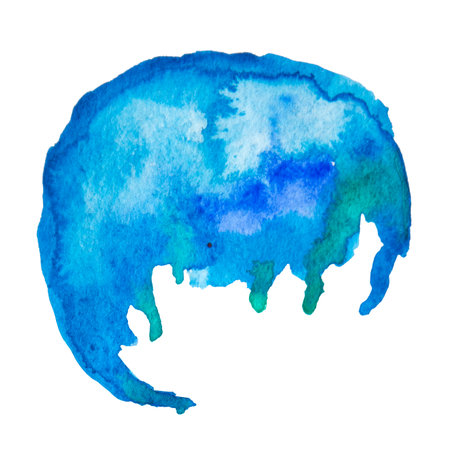 Blue and Green Hand Drawn Watercolor Drops Round Bannerの写真素材