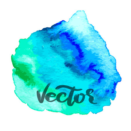 Blue and Green Hand Drawn Watercolor Drops Vector Illustrationのイラスト素材