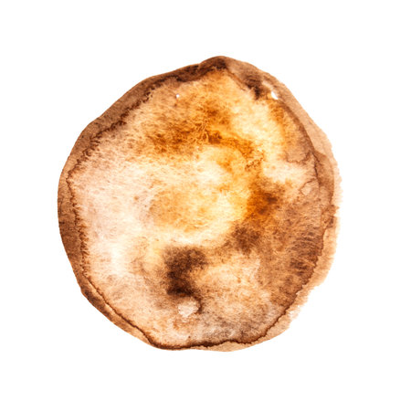 Brown Hand Drawn Watercolor Round Bannerの写真素材