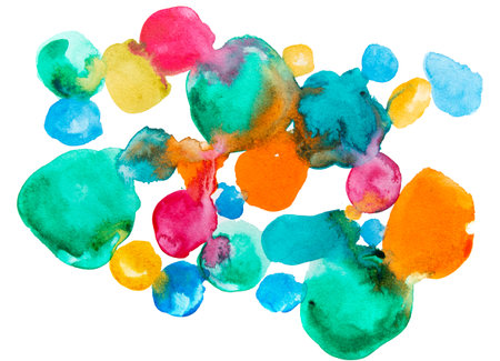 Colorful Hand Drawn Watercolor Spots Free Hand Textureの写真素材