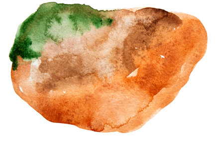 Brown Hand Drawn Watercolor Drops Round Bannerの写真素材