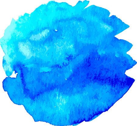 Blue Hand Drawn Watercolor Drops Round Vector Bannerのイラスト素材