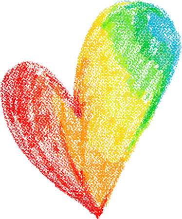 Chalk Drawn Rainbow Heart Child Illustrationのイラスト素材