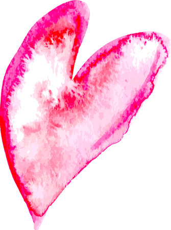 Hand Drawn Pink Watercolor Heart Illustration.のイラスト素材