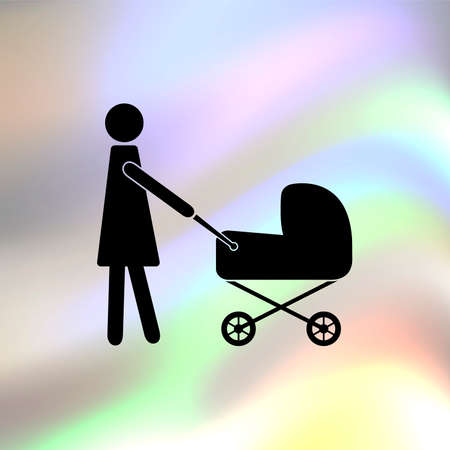 mother with baby carriageのイラスト素材