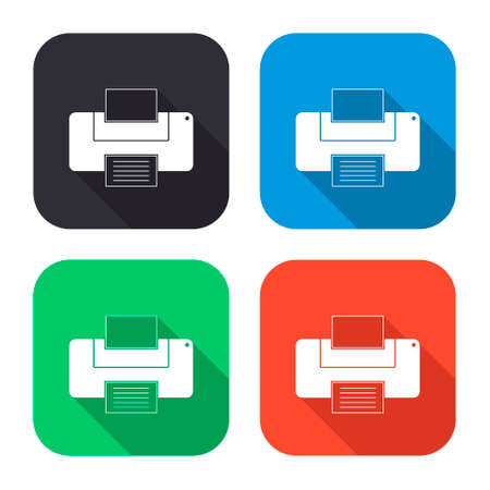 print vector icon with long shadow - colred setのイラスト素材