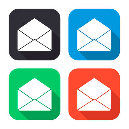 envelope vector icon with long shadow - colred setのイラスト素材