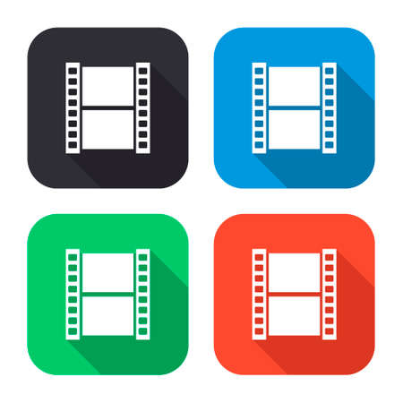 video vector icon with long shadow - colred setのイラスト素材