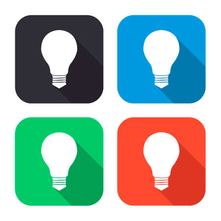 electric bulb vector icon with long shadow - colred setのイラスト素材