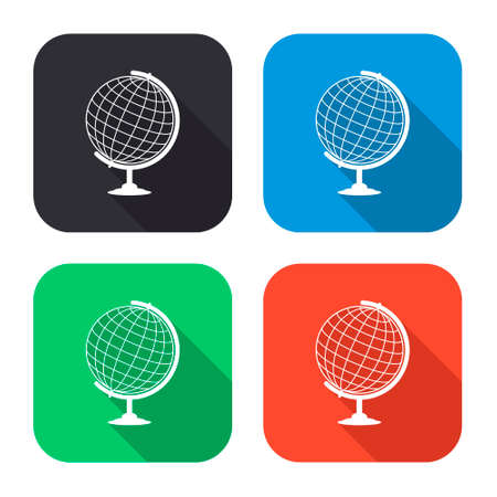 globe vector icon with long shadow - colred setのイラスト素材