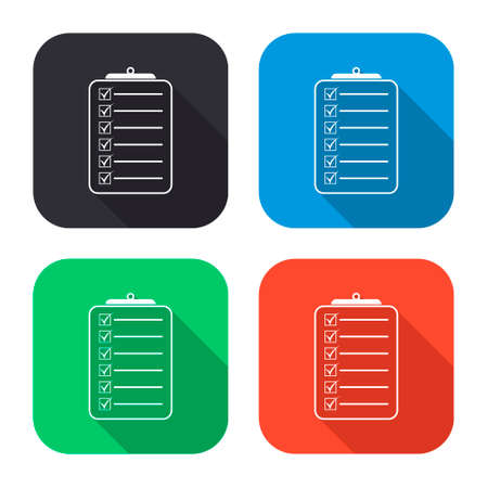 check list vector icon with long shadow - colred setのイラスト素材