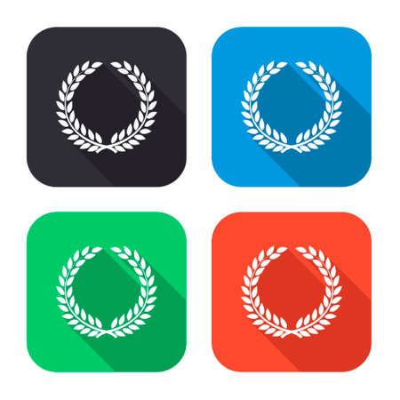 laurel wreath vector icon with long shadow - colred setのイラスト素材