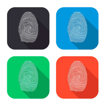 fingerprint vector icon with long shadow - colred setのイラスト素材