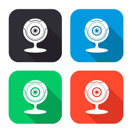 web camera vector icon with long shadow - colred setのイラスト素材