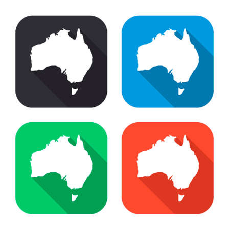 Australia map vector icon with long shadow - colred setのイラスト素材