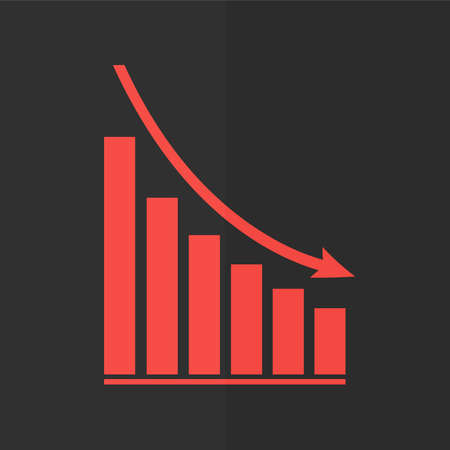 Declining graph vector icon. Flat designのイラスト素材