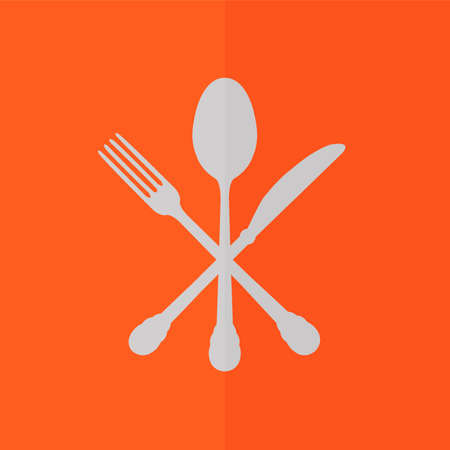 Crossed knife fork and spoon vector icon. Flat designのイラスト素材