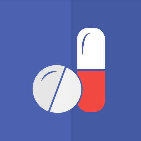 pills and capsules icon. Flat designのイラスト素材
