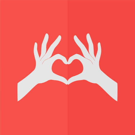 Hands in the form of the heart icon. Flat designのイラスト素材