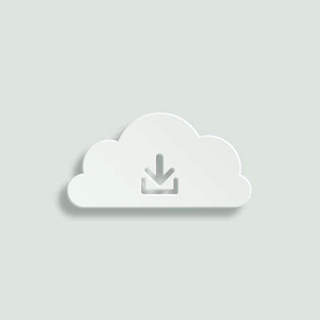 download from cloud vector icon - paper illustration