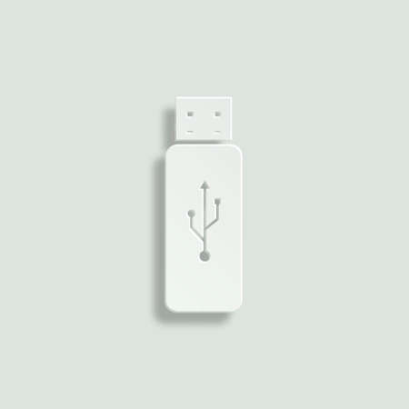 USB flash vector icon - paper illustration