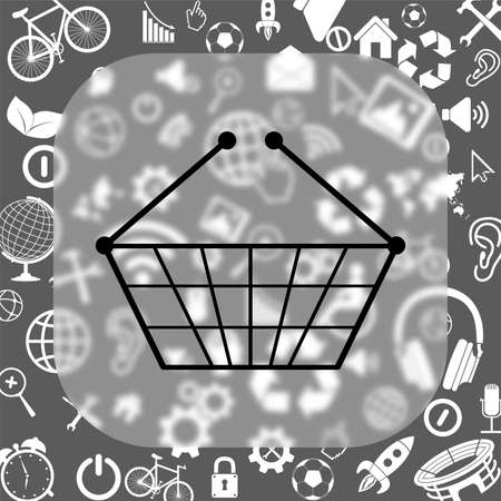 shopping basket vector icon - matte glass button on background consisting of different iconsのイラスト素材