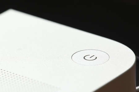  close up of a laptop power  switchの写真素材