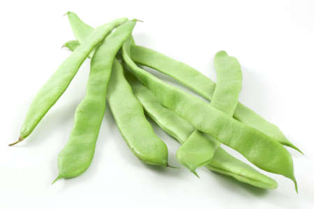a pile of green cut beansの写真素材