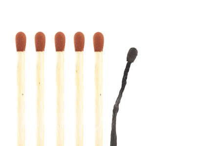 burnout visualisation thru matches isolated on a white backgroundの写真素材