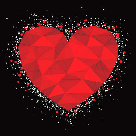 red mosaic heart - vector illustrationのイラスト素材