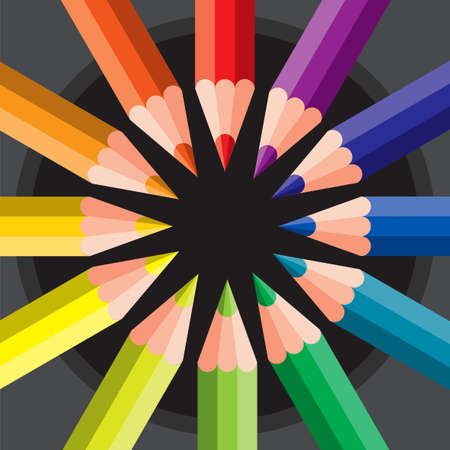 colored pencils in circle - vector illustrationのイラスト素材