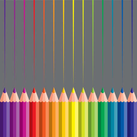 colored pencils on grey background - vector illustrationのイラスト素材