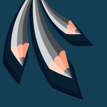 vector illustration of grey crayons on blue backgroundのイラスト素材