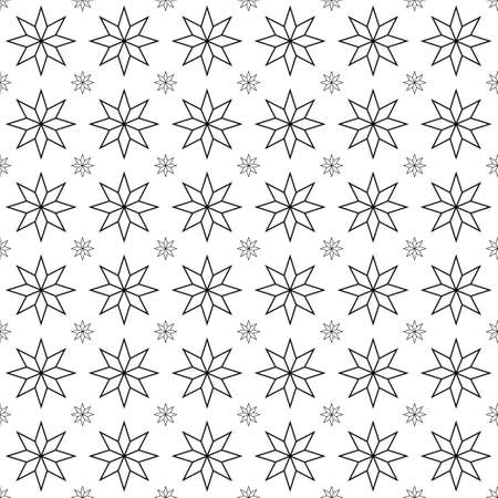Star Decoration Seamless Pattern. Black outlineのイラスト素材