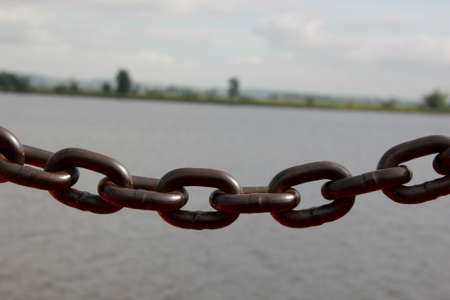 chain on the dockの写真素材
