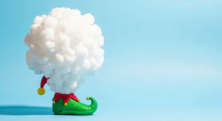 Whimsical Elf Shoe With Cloudy Hat: Playful Christmas Fantasy Prop for Holiday Photographyの素材