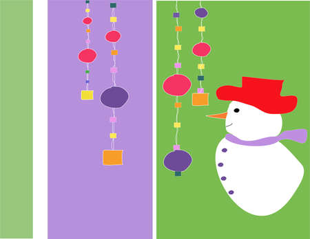 Snowman with colorful ornamentsのイラスト素材