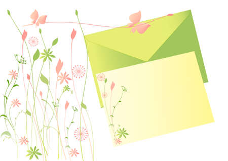 paper envelope for the message decorated with flowersのイラスト素材
