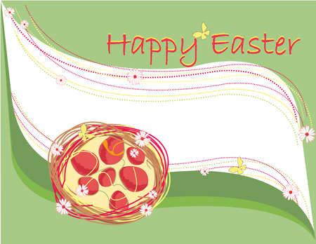 easter decoration, basket with eggsのイラスト素材