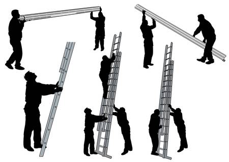 people with ladderのイラスト素材