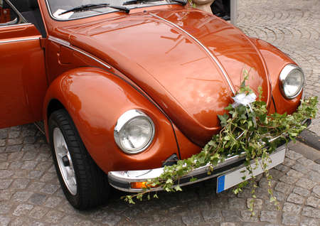 Red wedding retro car                                  