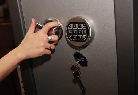 Open door of safe box の写真素材