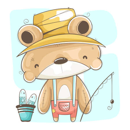 Illustration of teddy bear fishingのイラスト素材